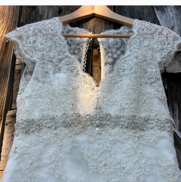 Elegant White Lace Wedding Dress - Picture 7 of 14